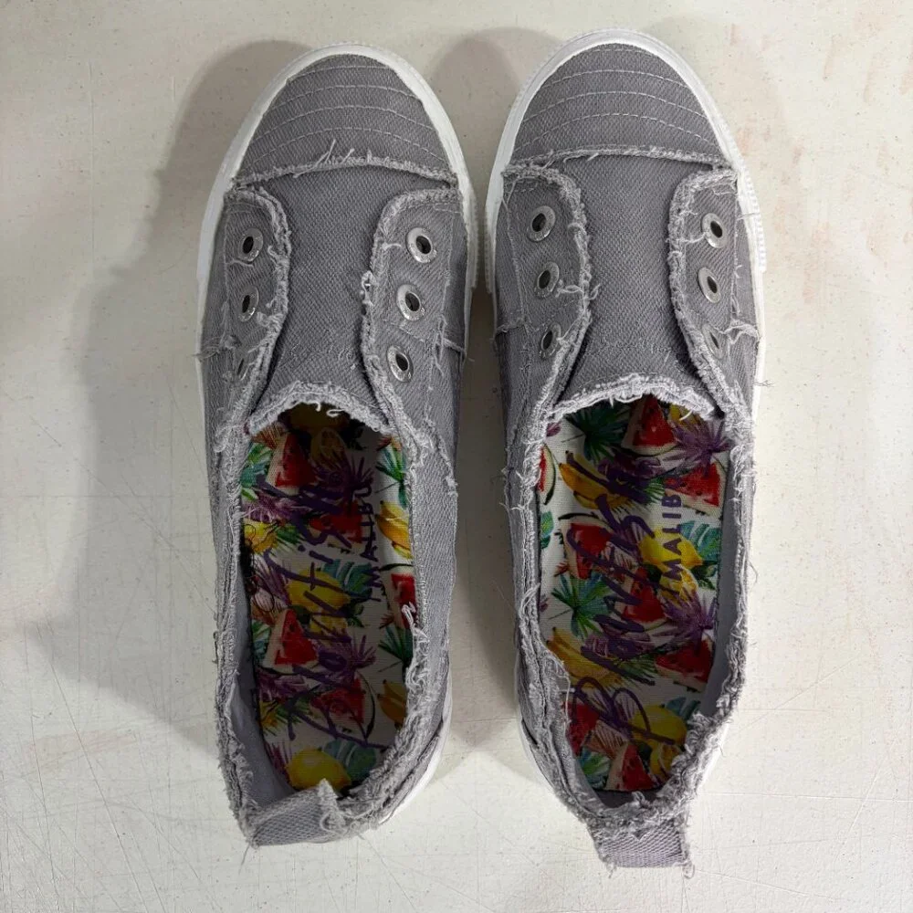 Blowfish Malibu Grey Slip-On Casual Canvas Sneaker Women Size 8.5 - Picture 8 of 13